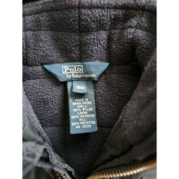 Polo Ralph Lauren Infant 18 Months Fleece Hooded Bomber Jacket Navy Blue Preppy - Picture 3 of 6